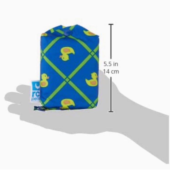 RC PETS | Packable Rain Poncho in Blue/Yellow Rubber Ducky Print, Size Medium - Picture 10 of 11